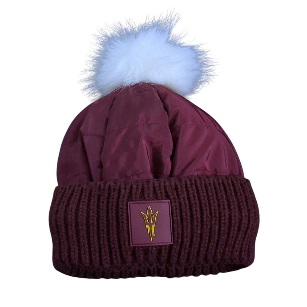 Arizona State Sun Devils Puffer Beanie Fleece Insulation Pom Pom Knit Hat 1-Size